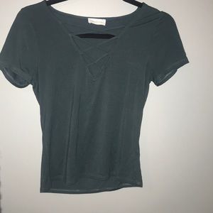 A blue short sleeve shirt